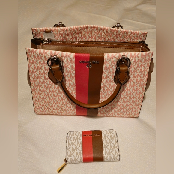 Michael Kors Handbags - Michael Kors Marilyn Geranium Med Satchel And Wallet NWT